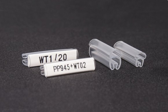 WT3/20 Oznacznik transparentny z kieszenią na profil PP945, śr. 8,0-16,0 mm, dł 20 mm, op. 50 szt.