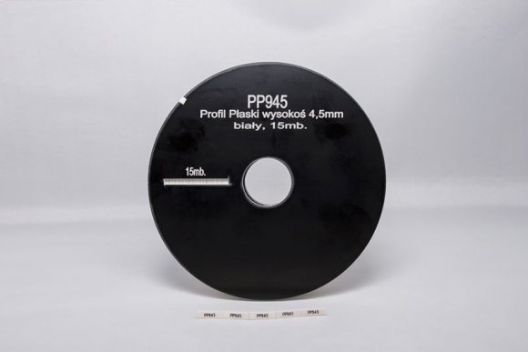 PP945 Profil płaski PCV do zadruku wys.4,5 mm i użycia w uchwytach WT /WTM biały, dysk 15 mb