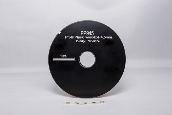 PP945 PVC flat profile for printing, height 4.5 mm and use in WT / WTM holders, white, disk 15 m