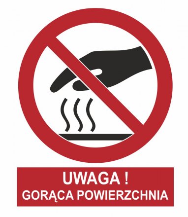 Etykieta samoprzylepna - Uwaga gorąca powierzchnia