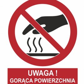 Etykieta samoprzylepna - Uwaga gorąca powierzchnia