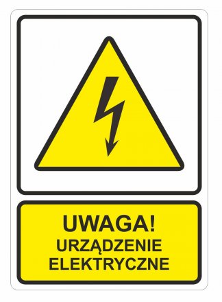 Etykieta samoprzylepna - Uwaga urządzenie elektryczne