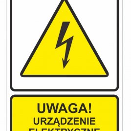 Etykieta samoprzylepna - Uwaga urządzenie elektryczne