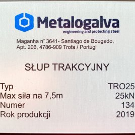 TGZ08 Tabliczka aluminiowa na słupy trakcyjne z otworami pod opaski